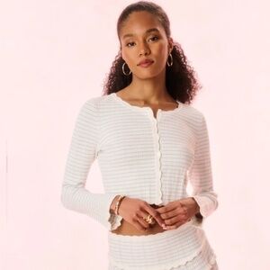 NWOT LoveShackFancy Media Striped Stretch Knit Cardigan in "Sailor Stripes"